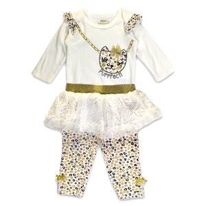 NEW Girls 6-9M Outfit Leopard Matching Set…